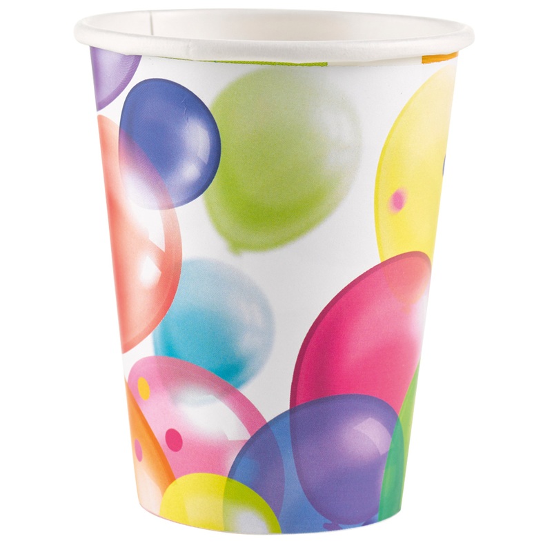 8 Balloon Carnival paper cups 266ml