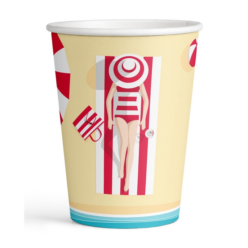 8 beach vacation paper cups 250ml