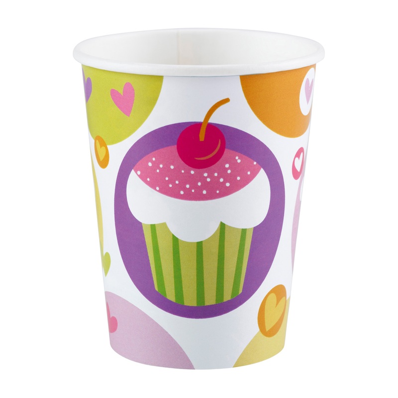 8 cupcake party paper cups 266ml