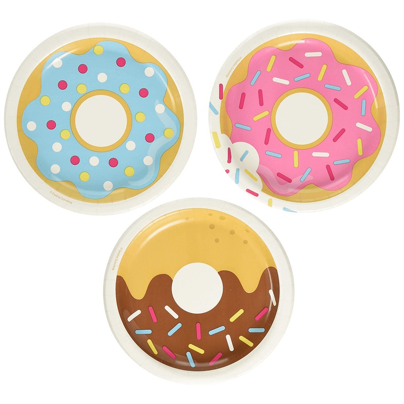 8 donut candy shop paper plates 18cm