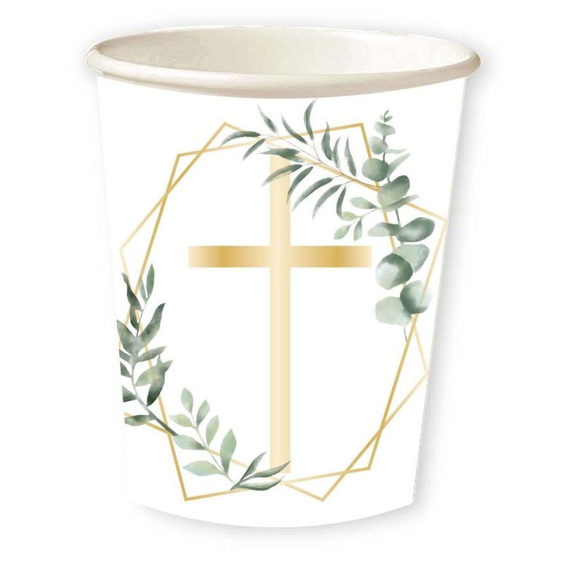 8 Floral Church paper cups 227ml