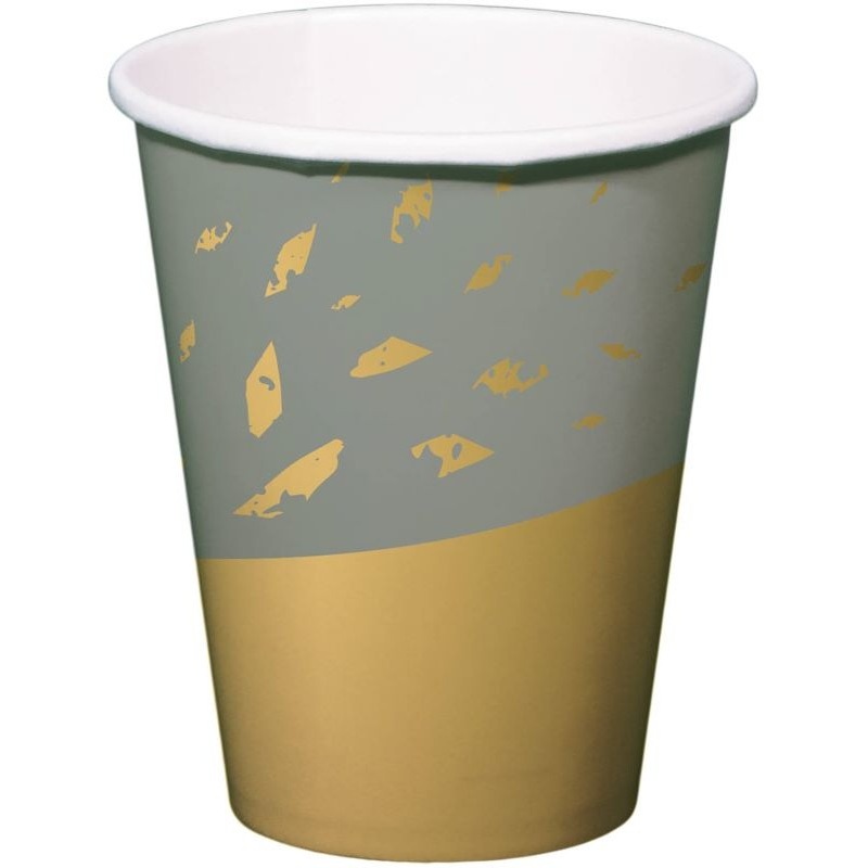 8 Golden Elegance paper cups 250ml