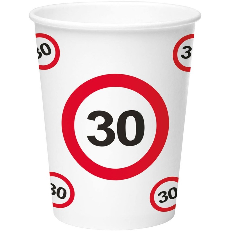 8 paper cups number 30 traffic sign 250ml