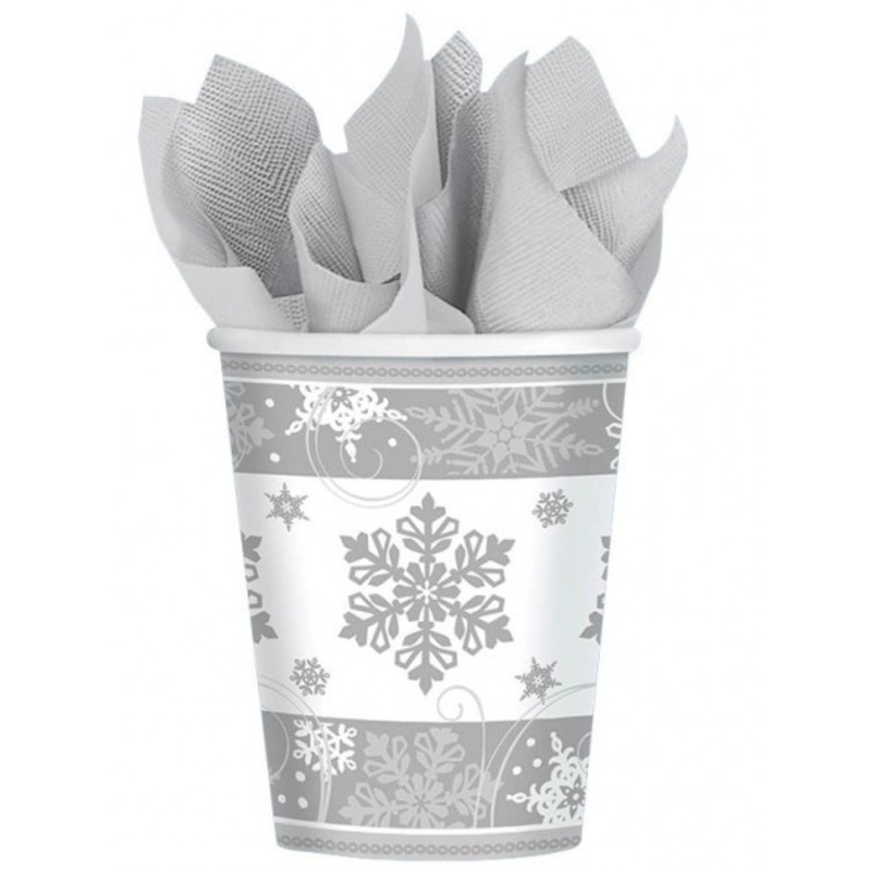 8 snowflakes land paper cups 266ml