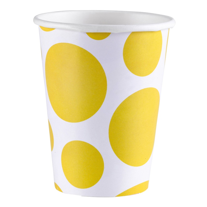 8 sweet dots paper cups yellow 266ml