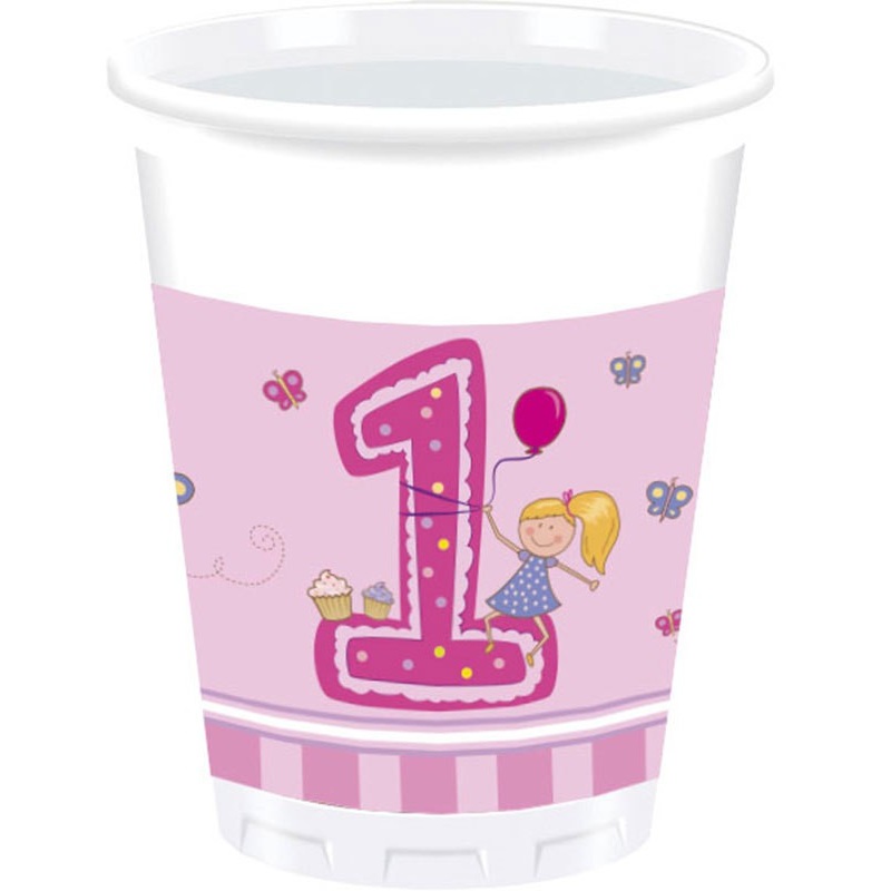 8 Theas 1st Birthday cups 200ml