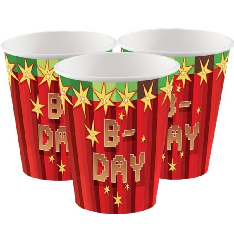 8 TNT Pixel Party paper cups 256ml