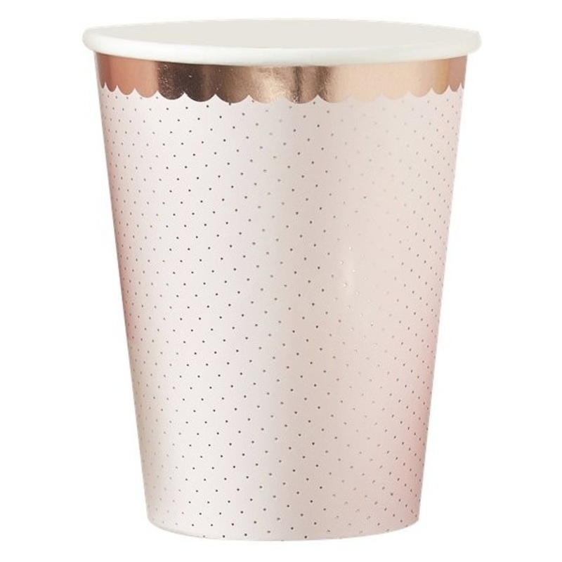 8 Wild Flower paper cups rose gold 260ml