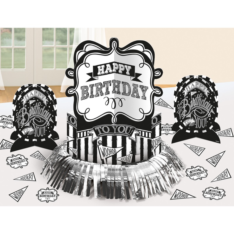 Black & White Birthday table decoration set