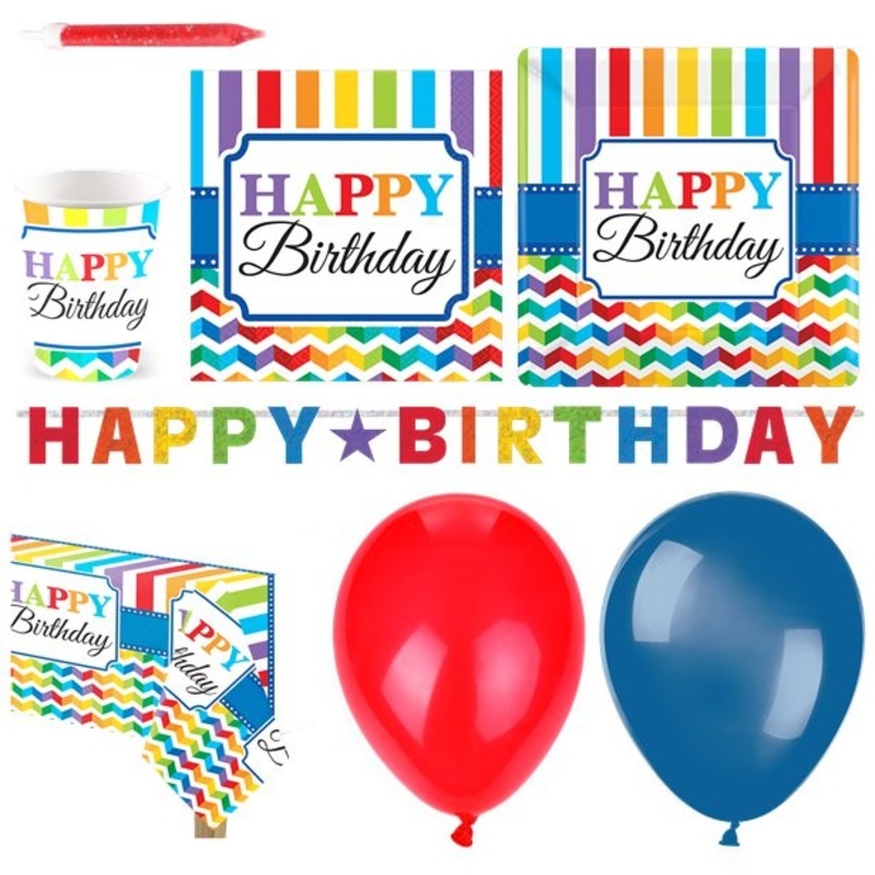 Deluxe Happy Rainbow Birthday Party Decoration Set