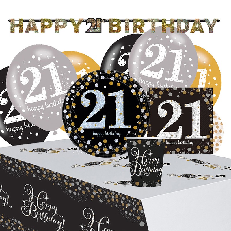 Golden 21st Birthday decoration set 41 pieces