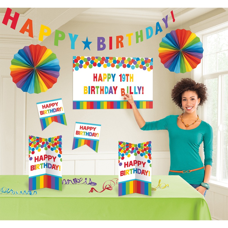 Rainbow Party Decoration Set Happy Birthday
