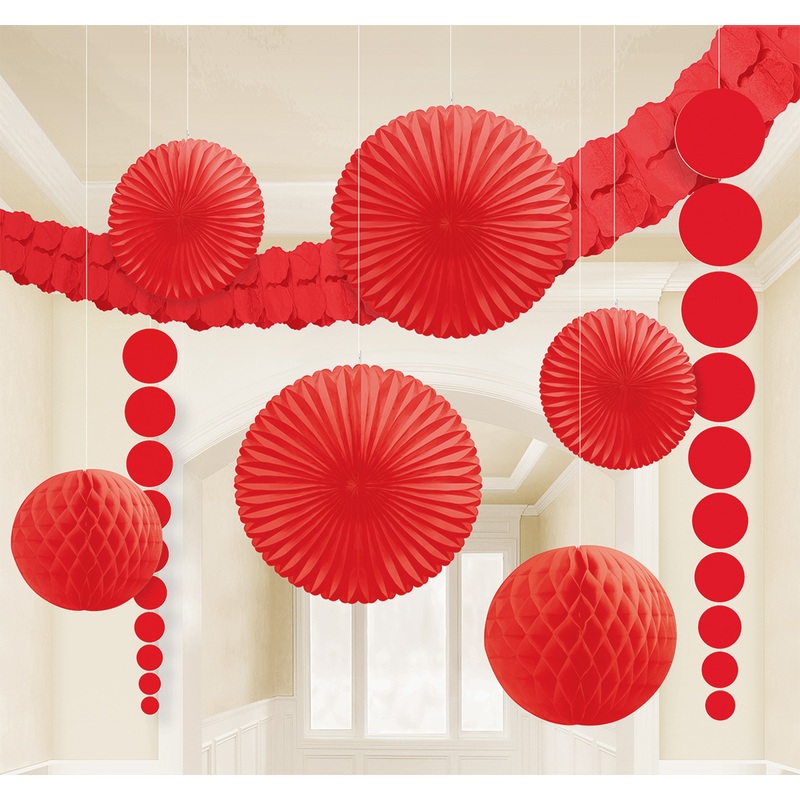 Summerfeeling party decoration set red 9 pieces