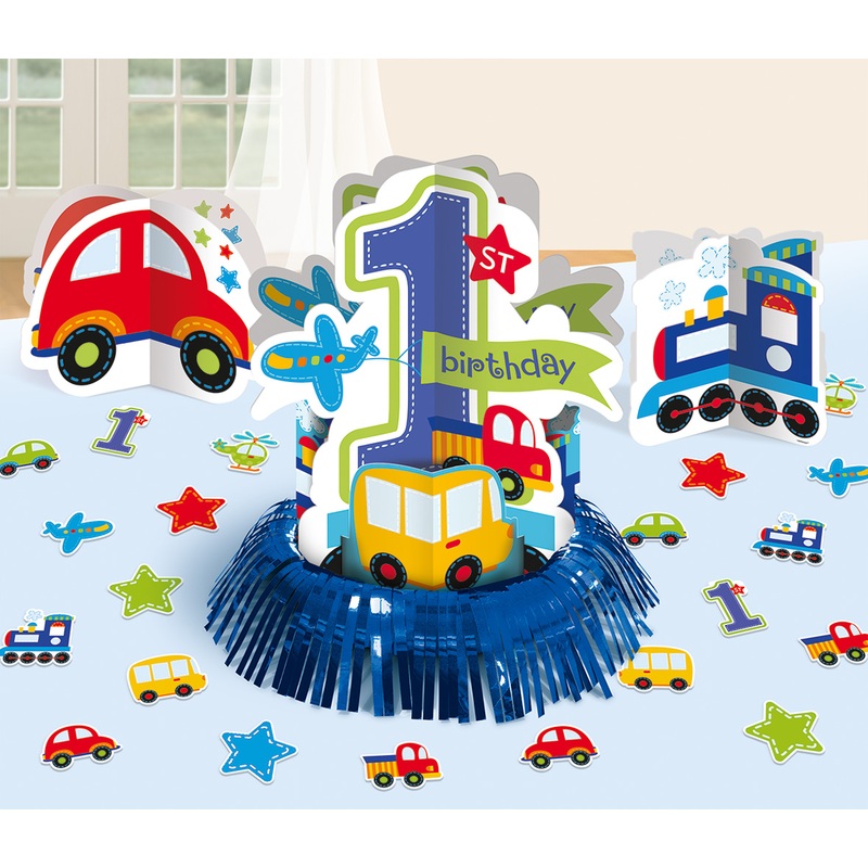 Sweet First Birthday Boy Table Decoration Set Blue