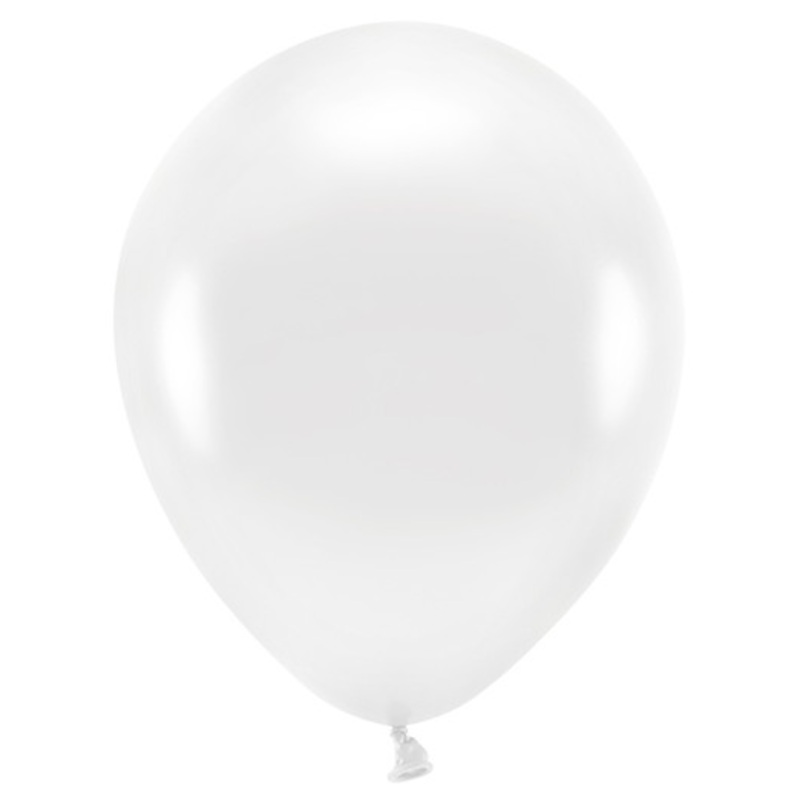10 Eco metallic balloons white 26cm