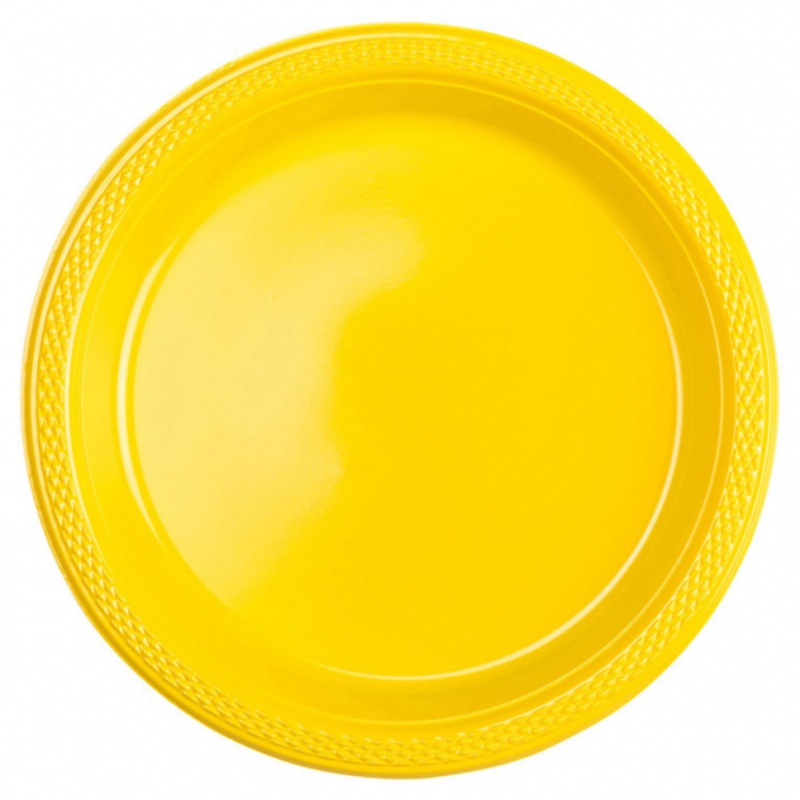 10 plastic plates Partytime yellow 17.7cm