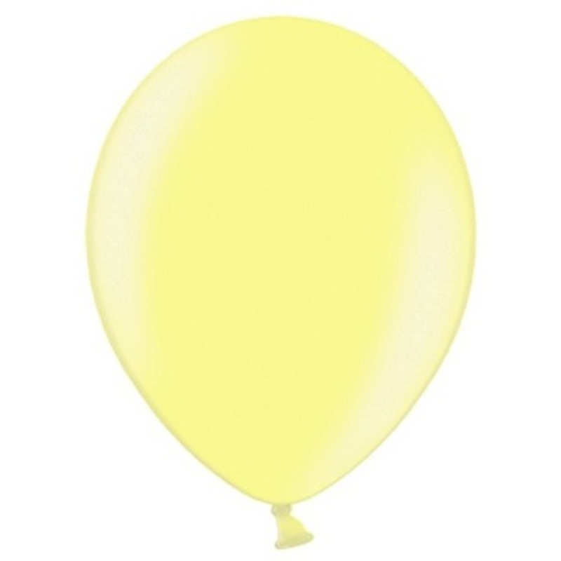 100 Celebration metallic balloons lemon yellow 29cm