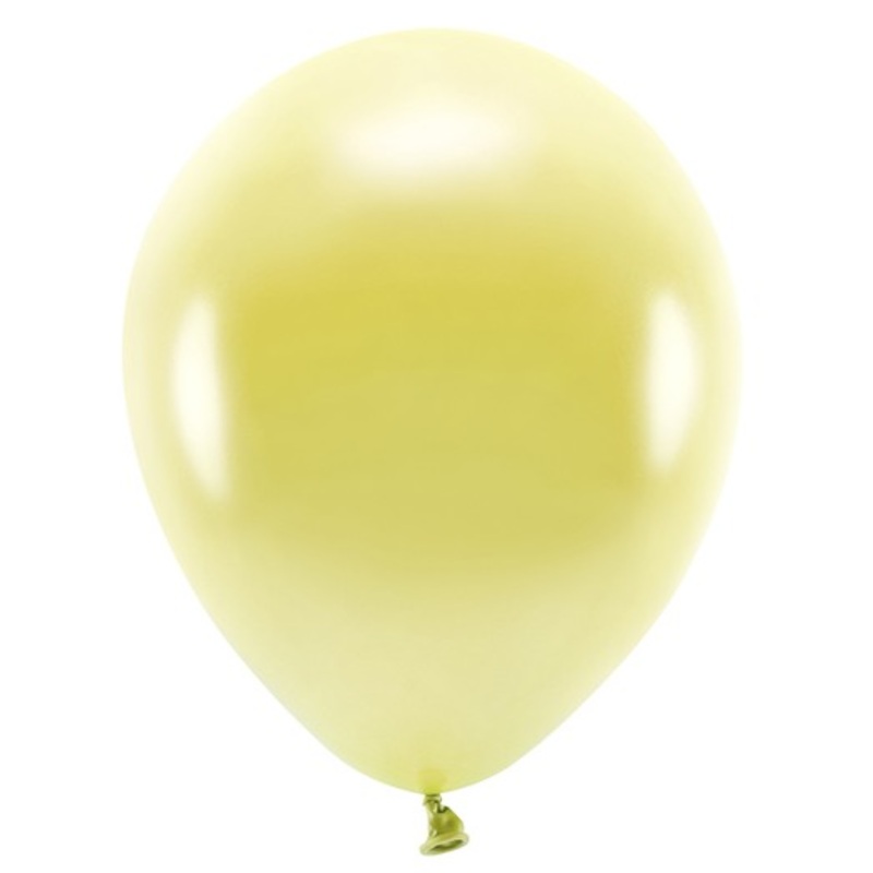 100 Eco metallic balloons lemon yellow 26cm