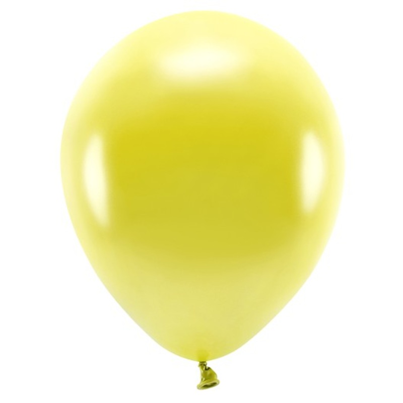 100 Eco metallic balloons yellow 26cm