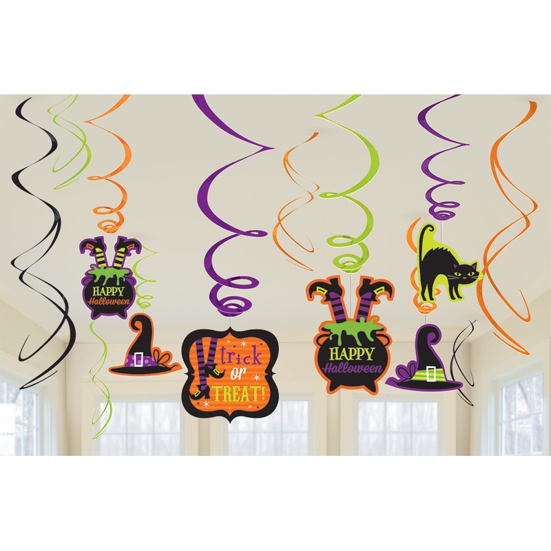 12 Witch Theme Hanging Spirals
