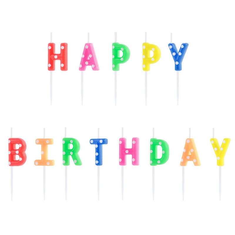 13 cake candles Happy Birthday 2.5cm