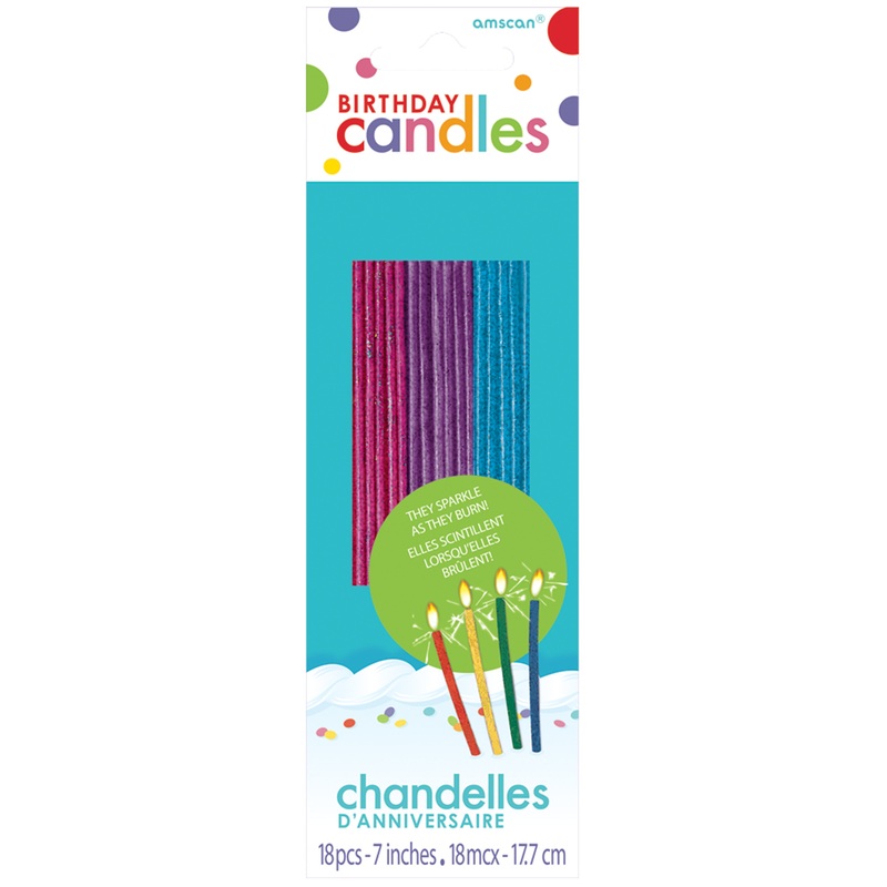 18 glitter candles 17.8cm