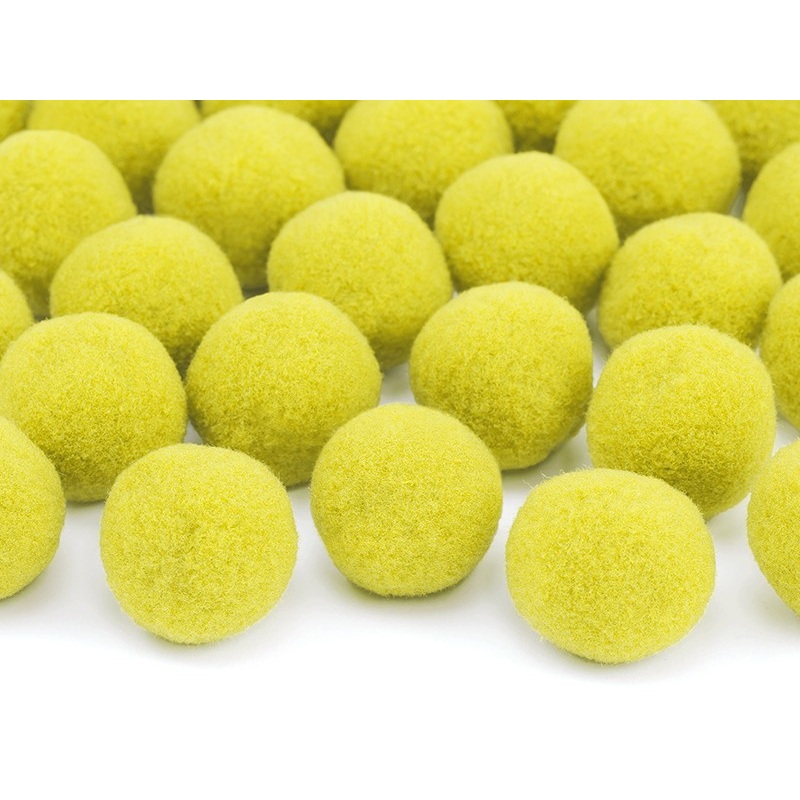 20 plush pompoms yellow 2cm