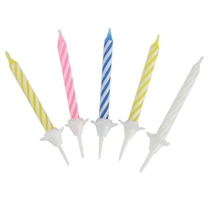 24 colorful spiral cake candles 6cm