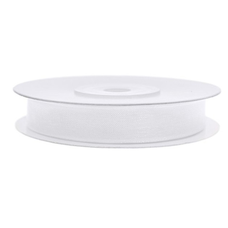 25m chiffon ribbon white 6mm wide