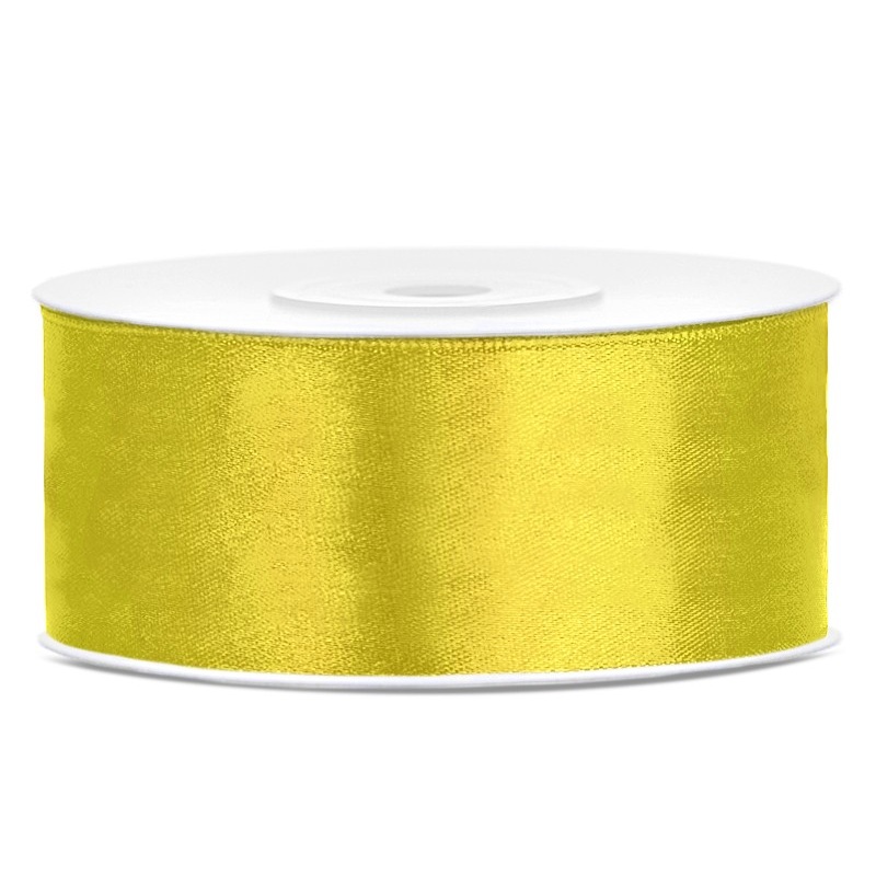 25m satin gift ribbon dark yellow 25mm wide