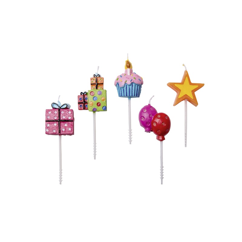 5 Birthday Star cake candles 3 x 3.5cm