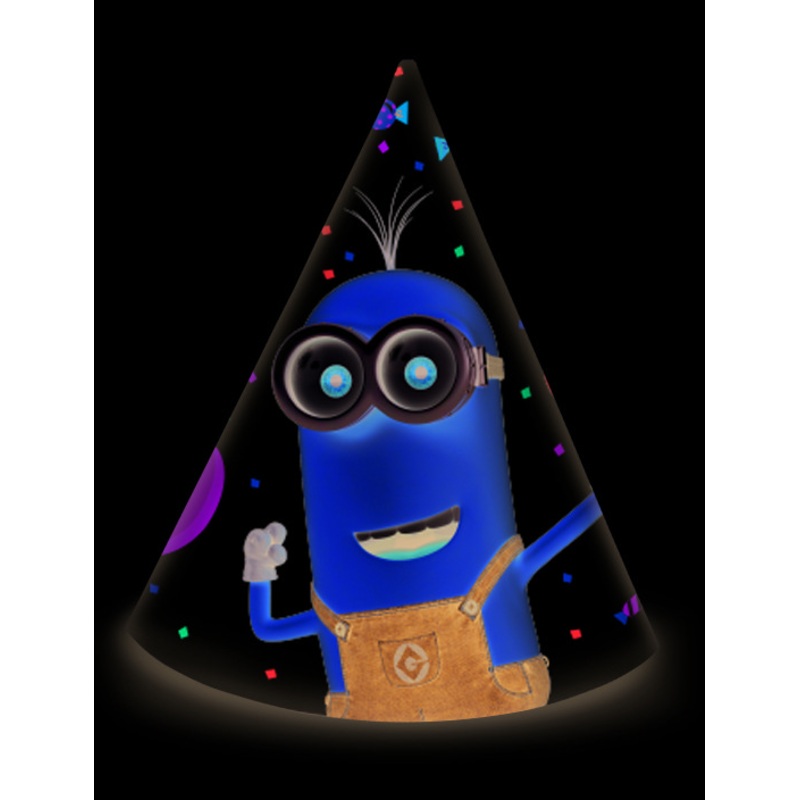 6 Minions balloon party hats 16cm