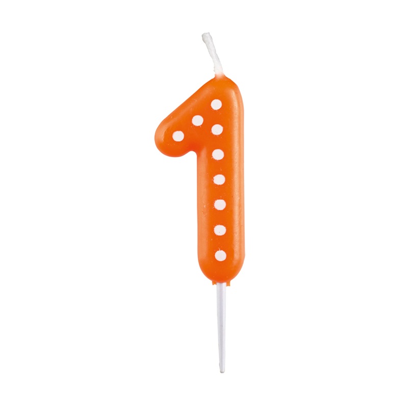 Birthday party colorful number candle 1 with dots for cakes