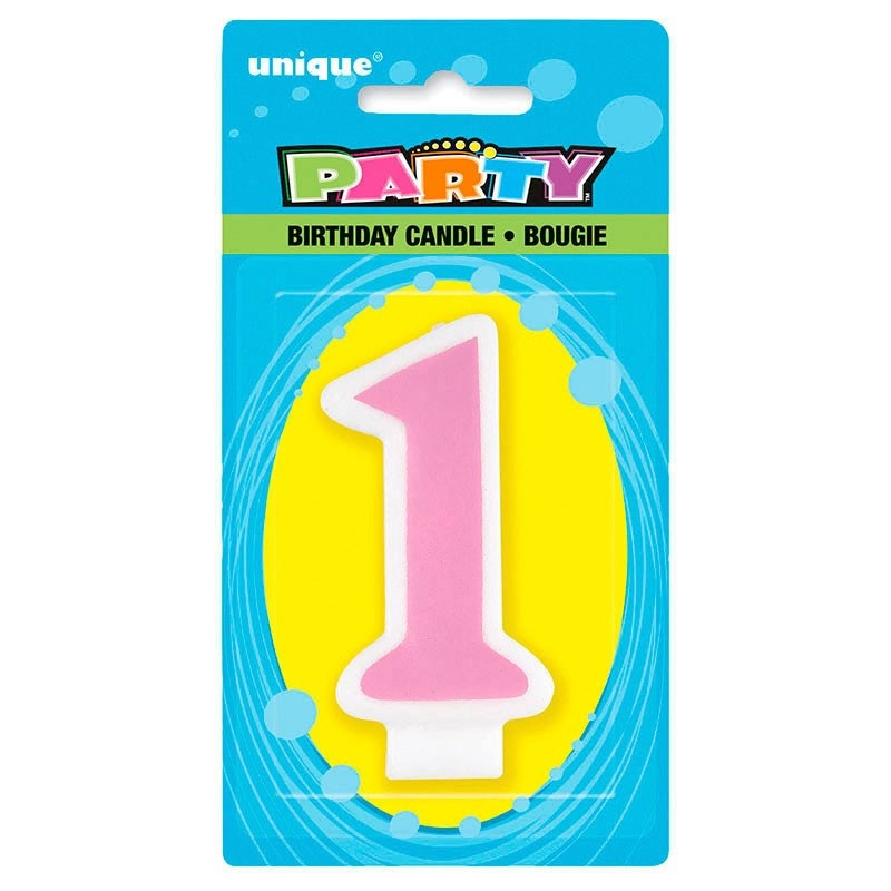 Cake candle Chicago number 1 pink