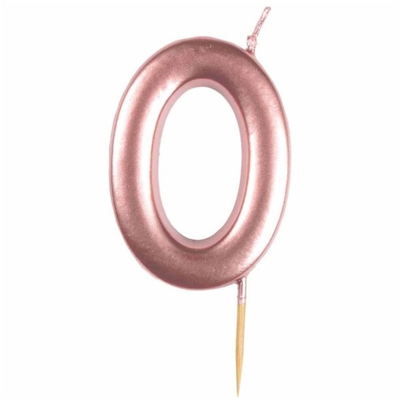 Cake candle number 0 rose gold metallic