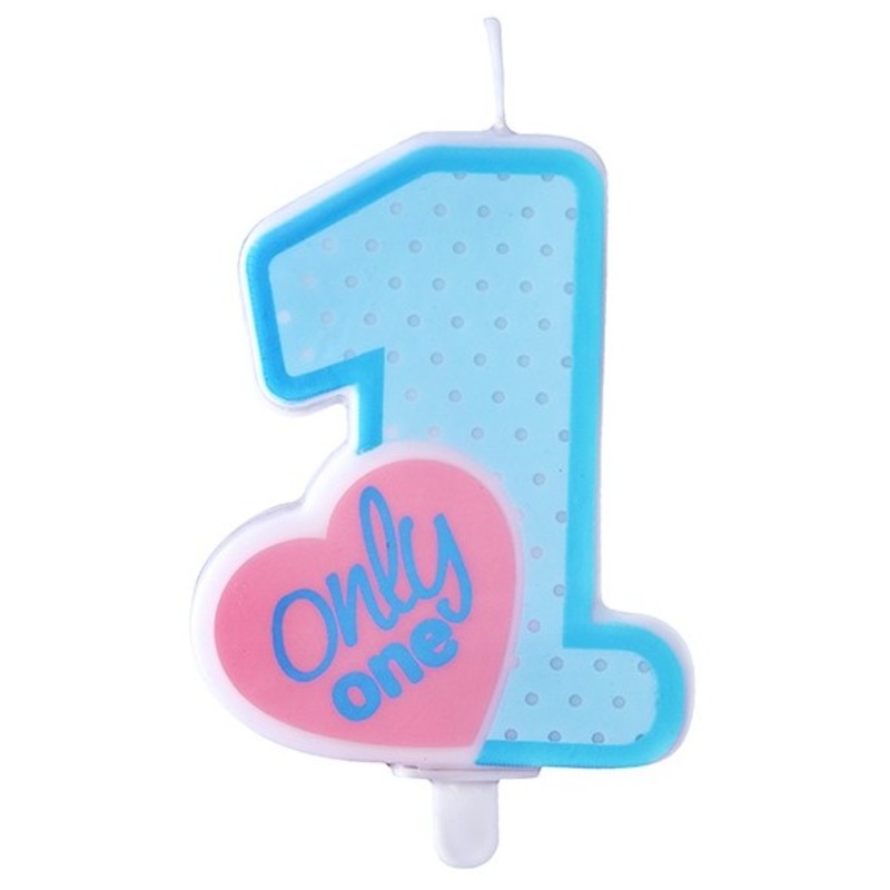 Cake candle Only One in sky blue 8cm