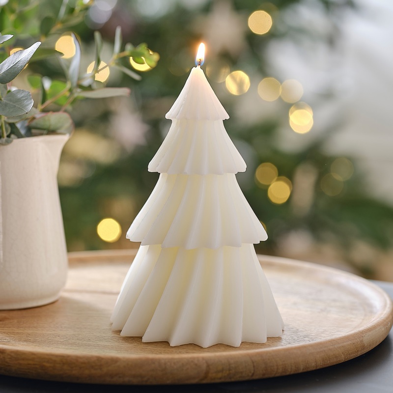 Christmas tree candle white 15cm