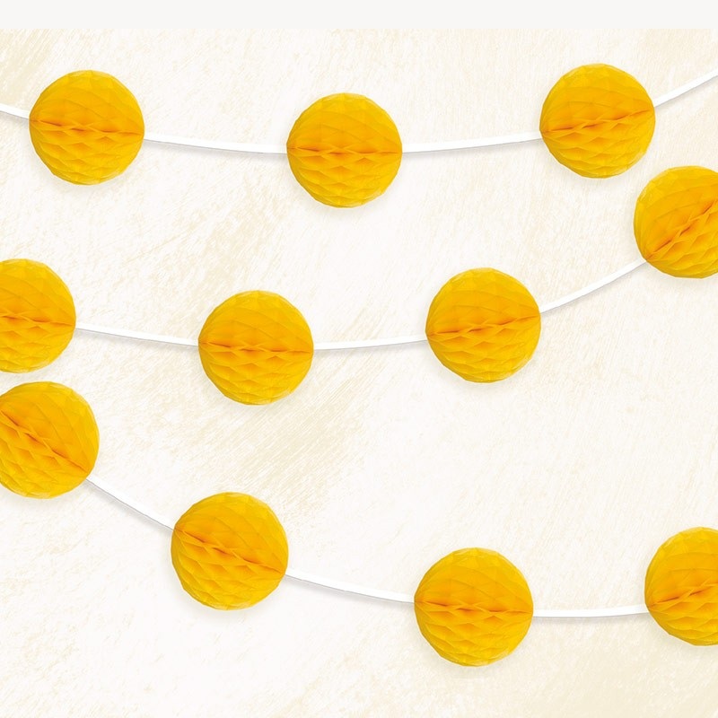 Happy yellow honeycomb ball garland 213cm