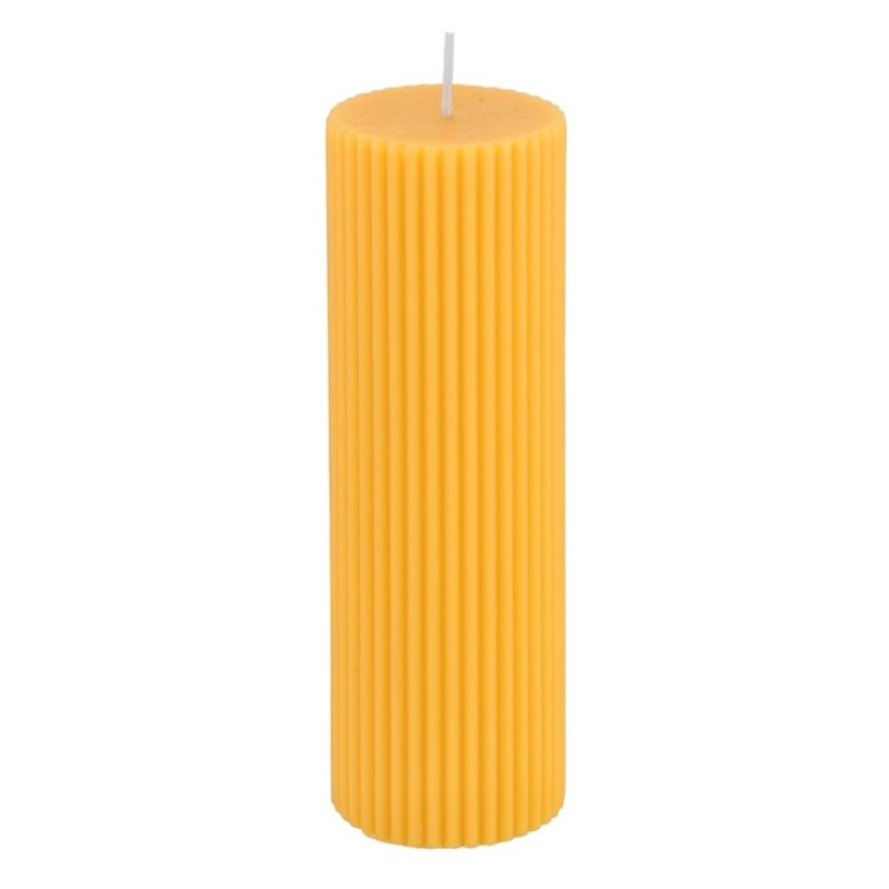 Pillar Candle Fluted Yellow 5 x 15cm