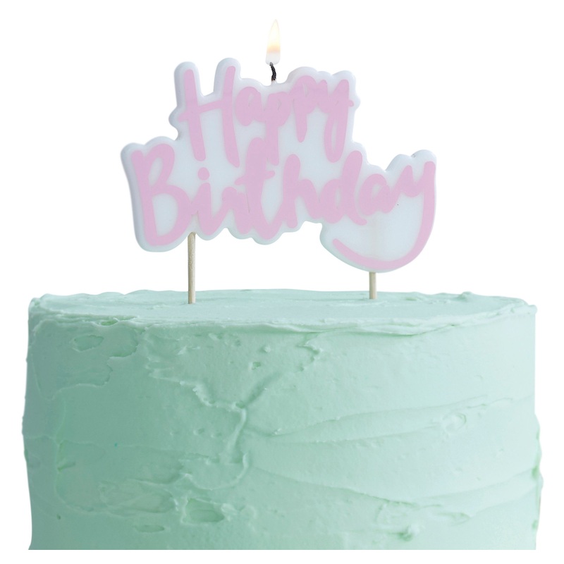 Pink Mix & Match Happy Birthday cake candle