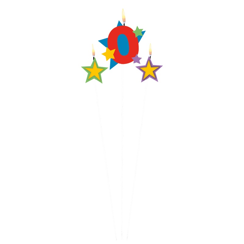 Stardust number candle 0 For cakes 3 pieces