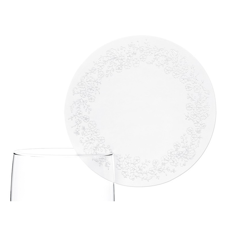 10 paper coasters white floral ornament