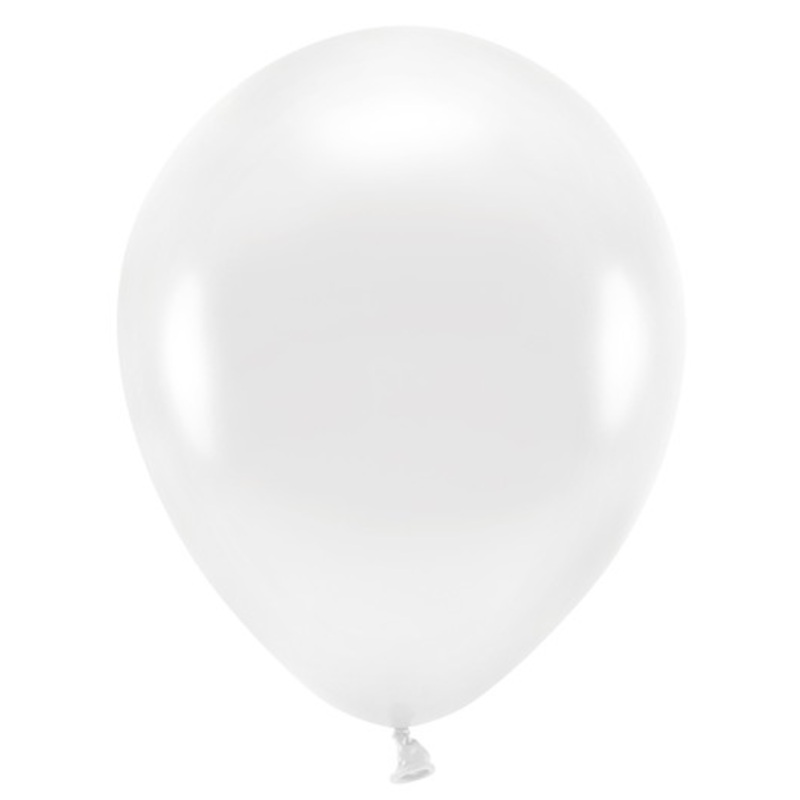 100 Eco metallic balloons white 26cm