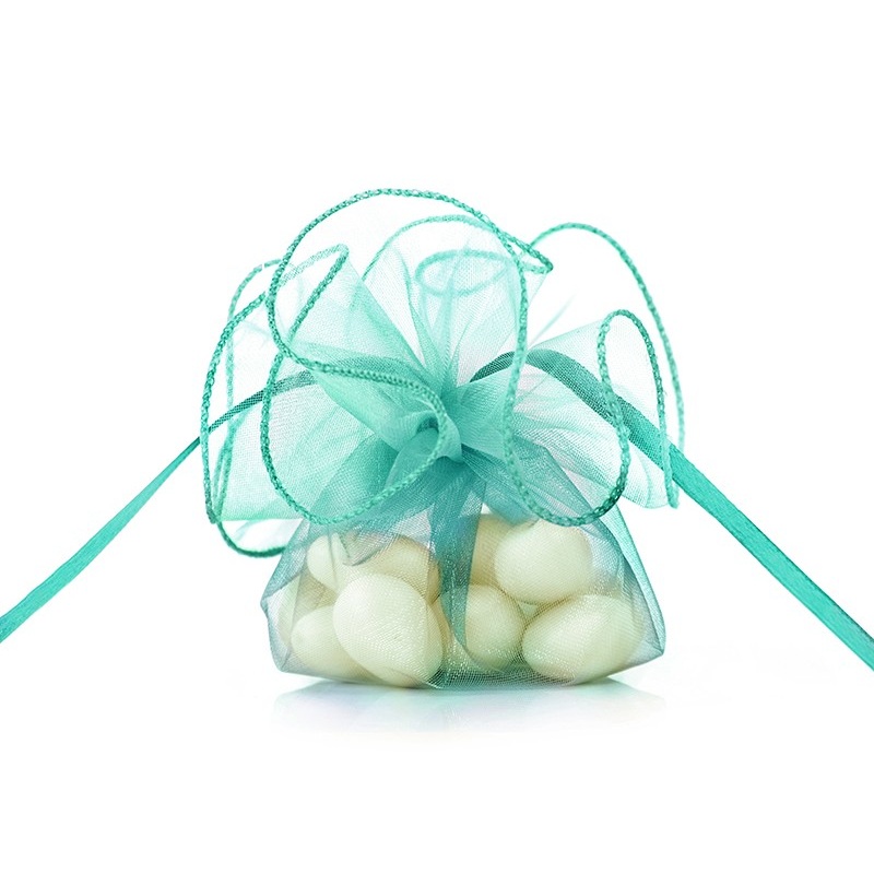 20 organza bags Flora turquoise 26cm