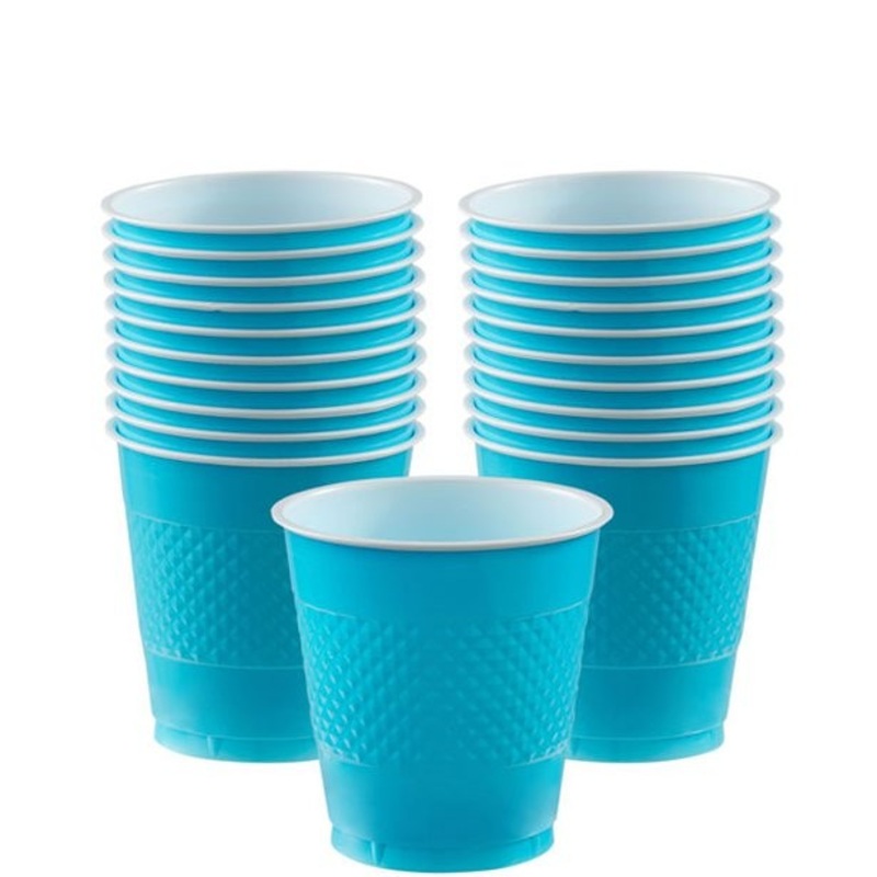 20 plastic cups turquoise-blue 266ml