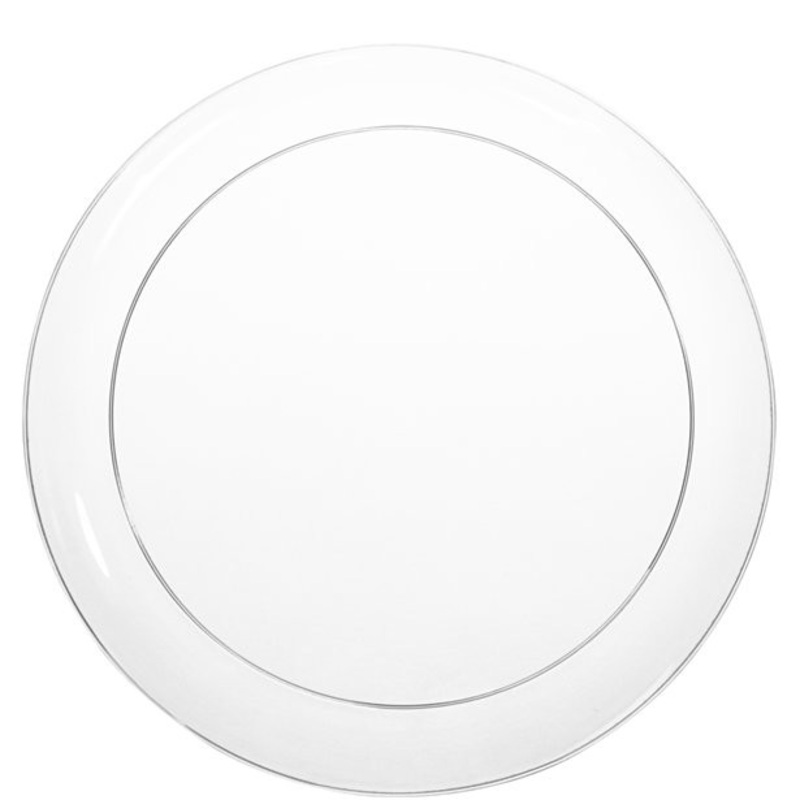 24 transparent plastic party plates 23cm