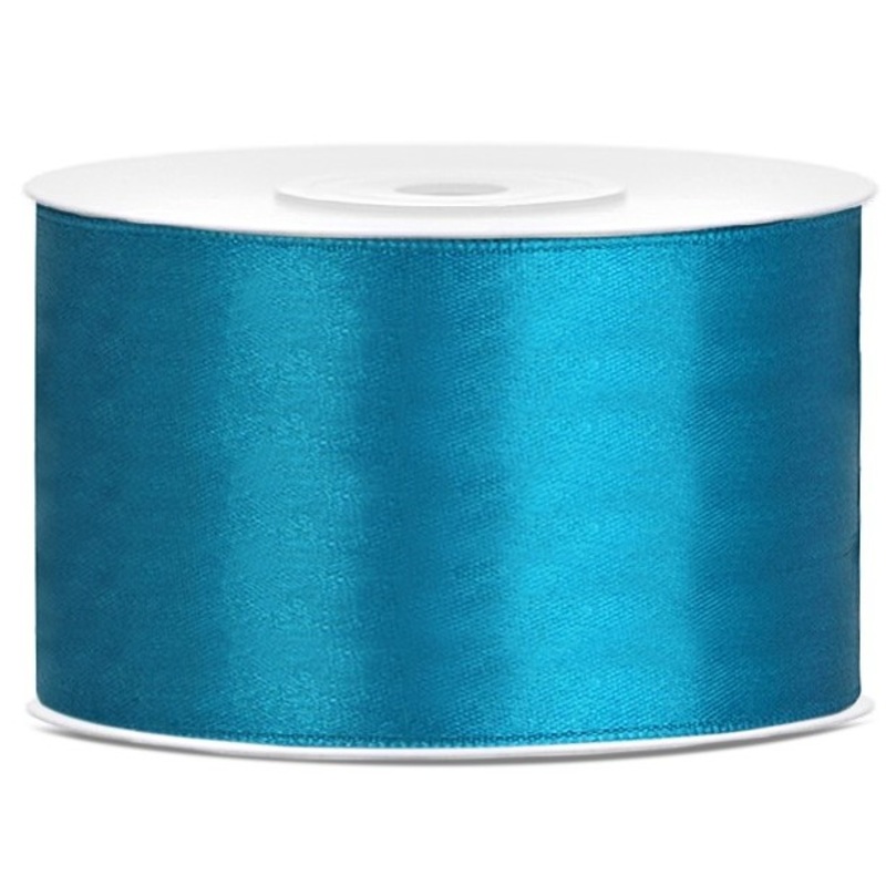 25m satin gift ribbon turquoise, 38mm wide