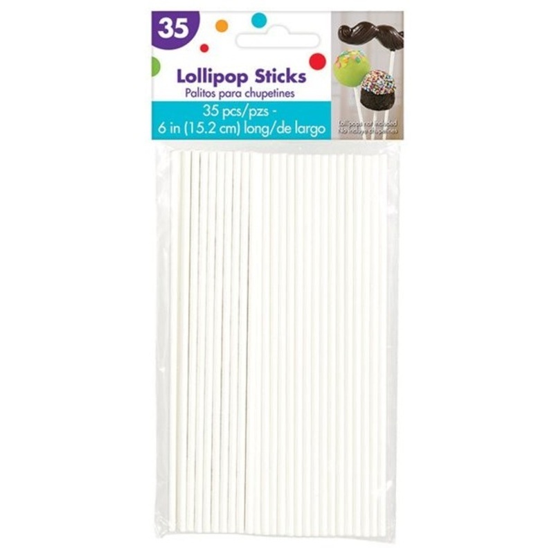 35 white cake pop sticks 15cm