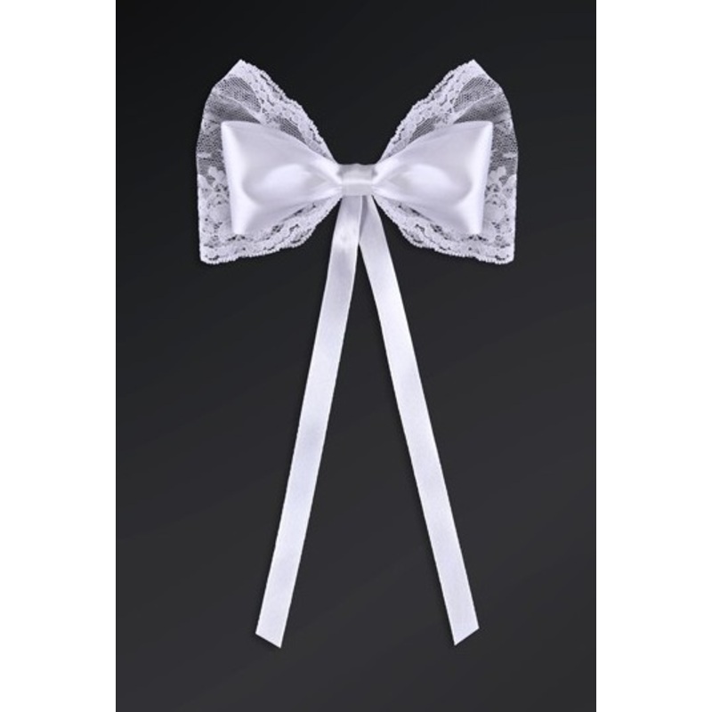 4 satin decorative bows lace white 14cm
