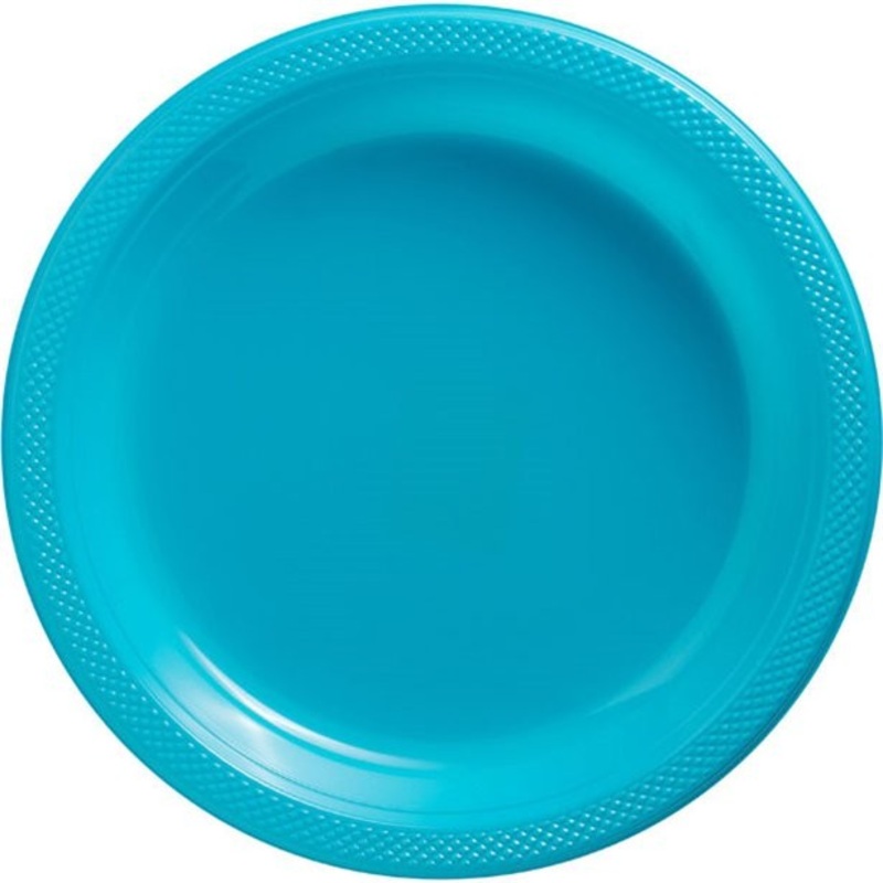 50 turquoise plastic plates Basel 26cm